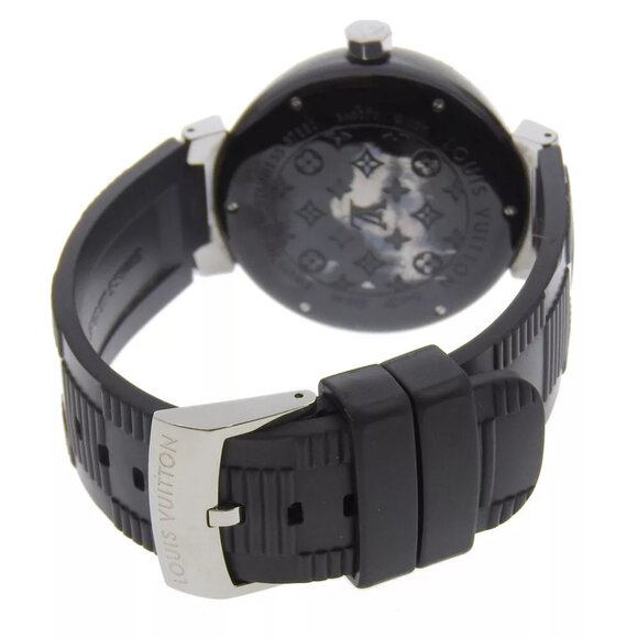 LOUIS VUITTON Tambour GMT Watches Q113K blackDial Stainless Steel/rubber M... - Picture 5 of 8